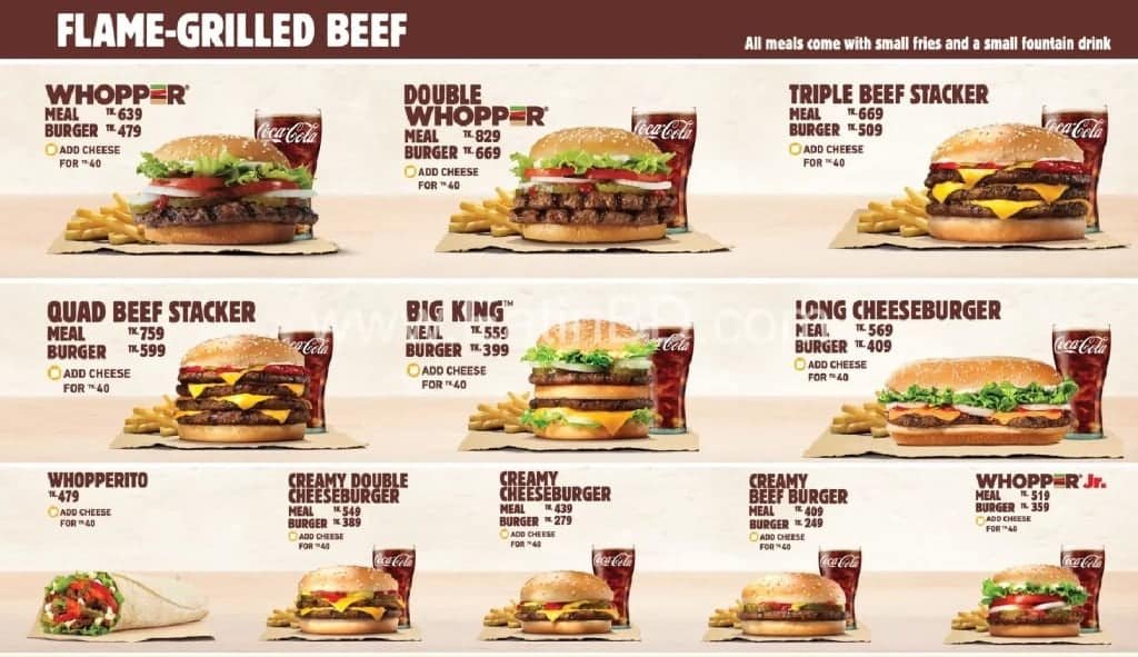 Burger King Menu