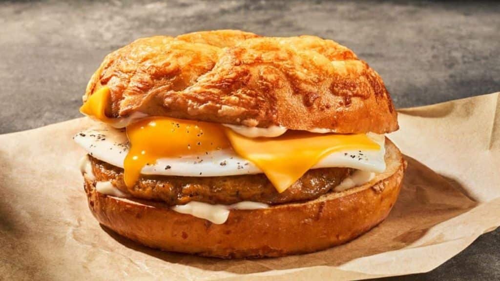 Sausage, Scrambled Egg & Cheese on Asiago Bagel