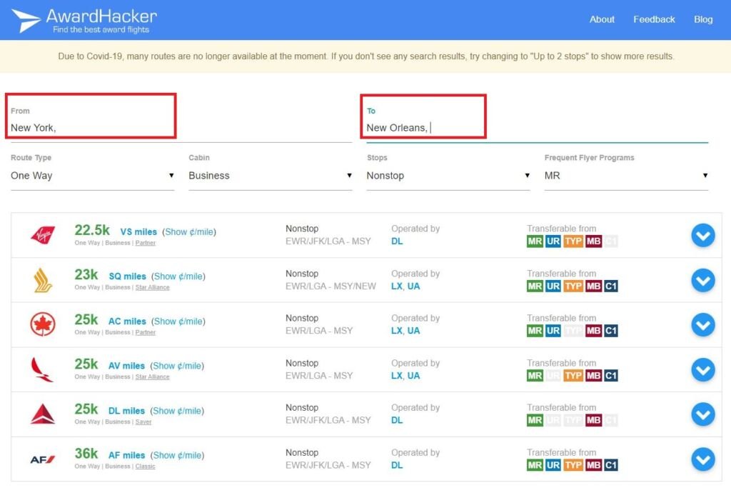 Enter your departing city