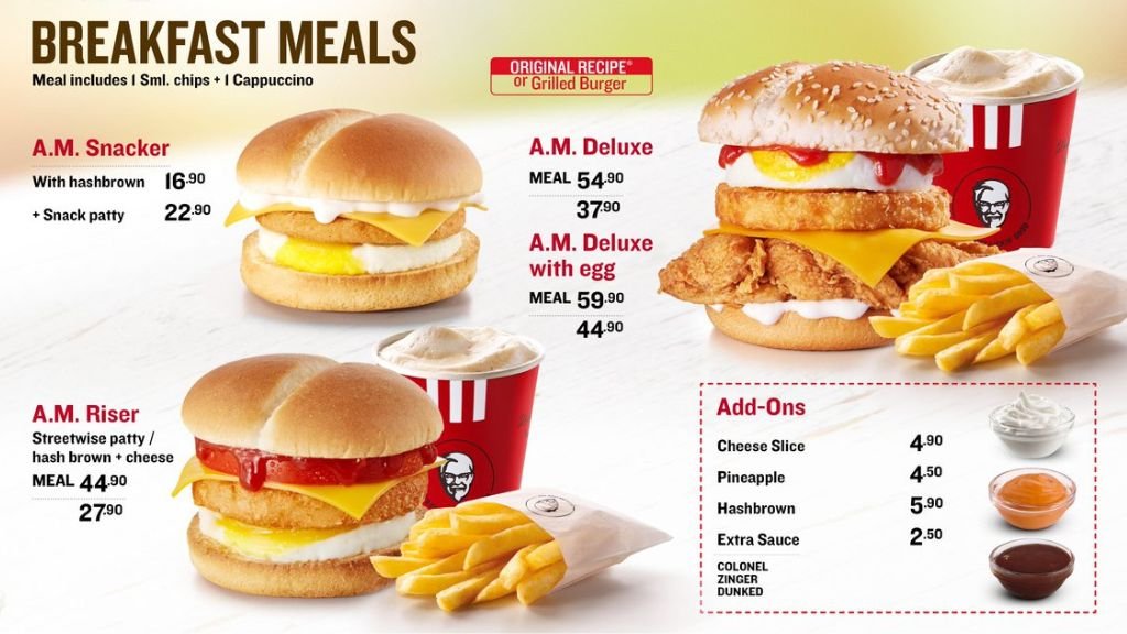 KFC Breakfast Menu With Prices