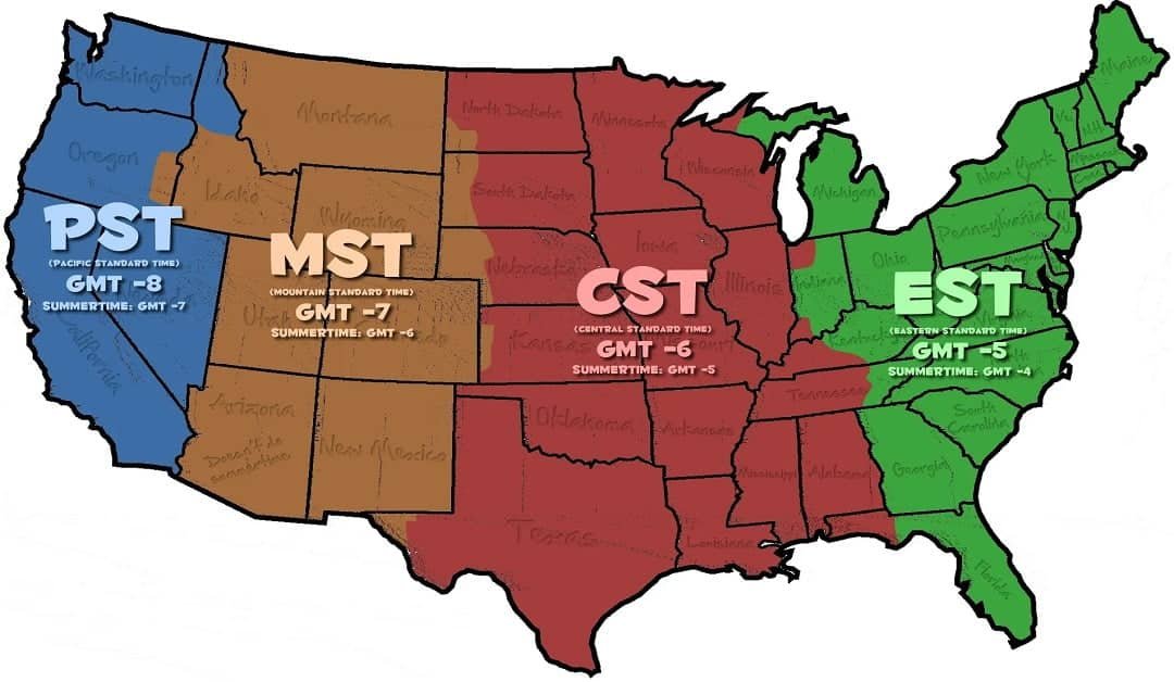 Time Zone Differences United States