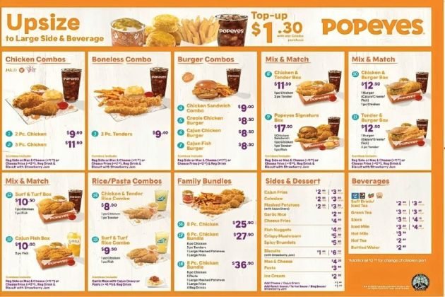 Popeyes Menu With Prices For Budget Friendly Enjoyment 0636