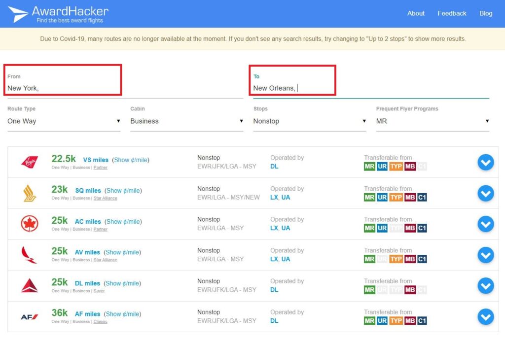 Enter your departing city